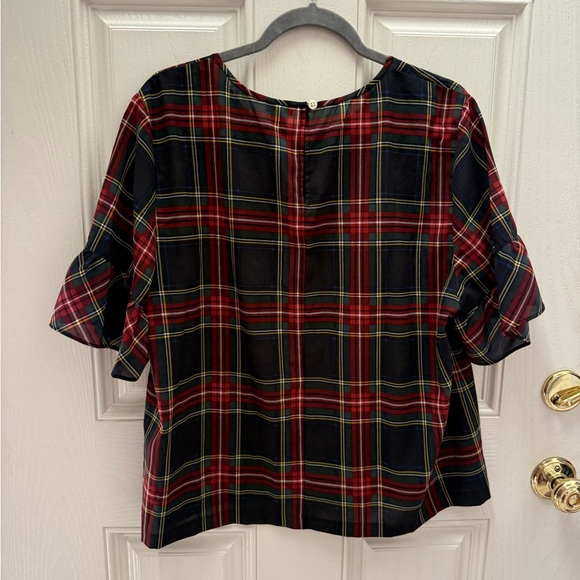 Jcrew Tartan Plaid Ruffle Sleeve Top - Picture 5 of 5